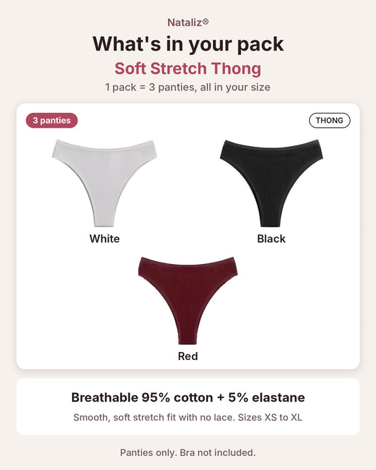 Tangas de algodón 95% para mujer, pack de 3, elásticos