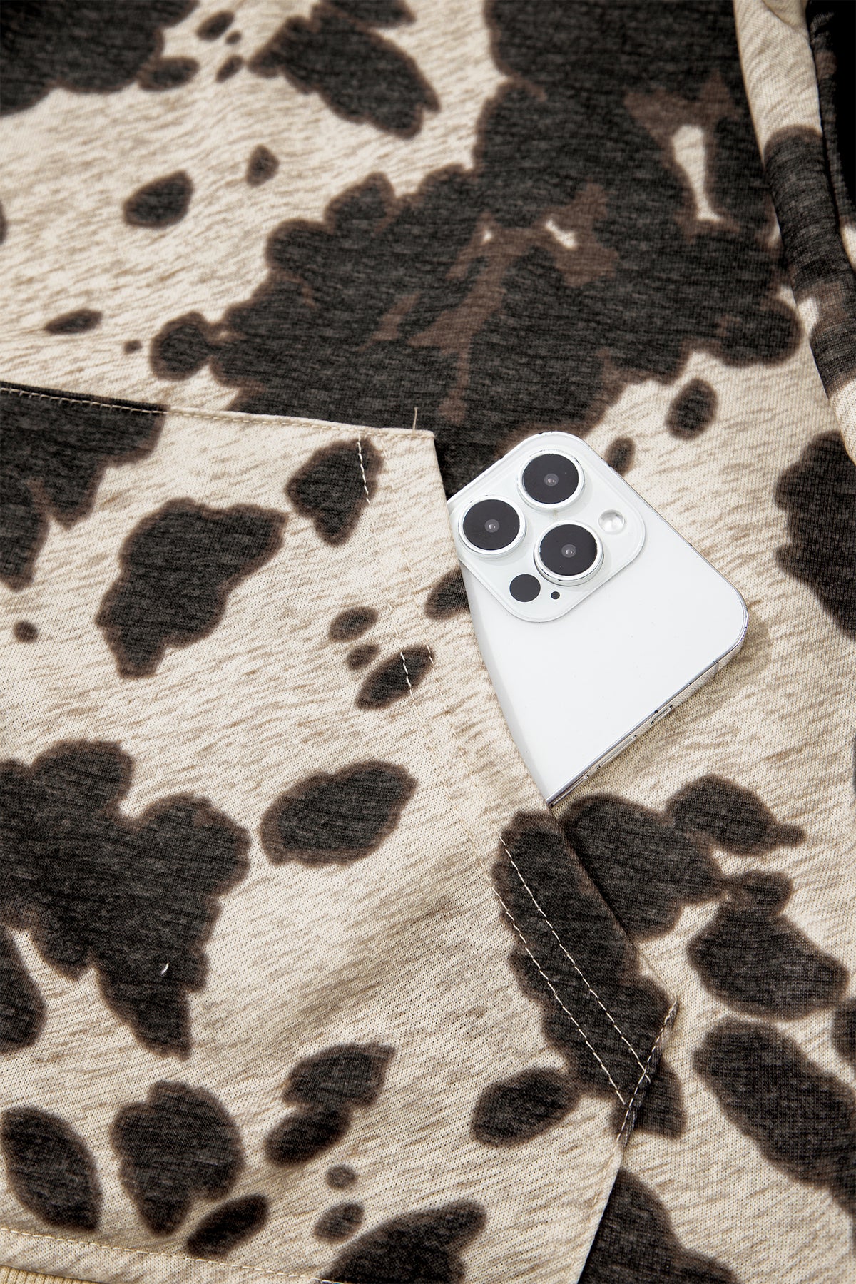 Multicolour western print pocket hoodie front pocket detail view