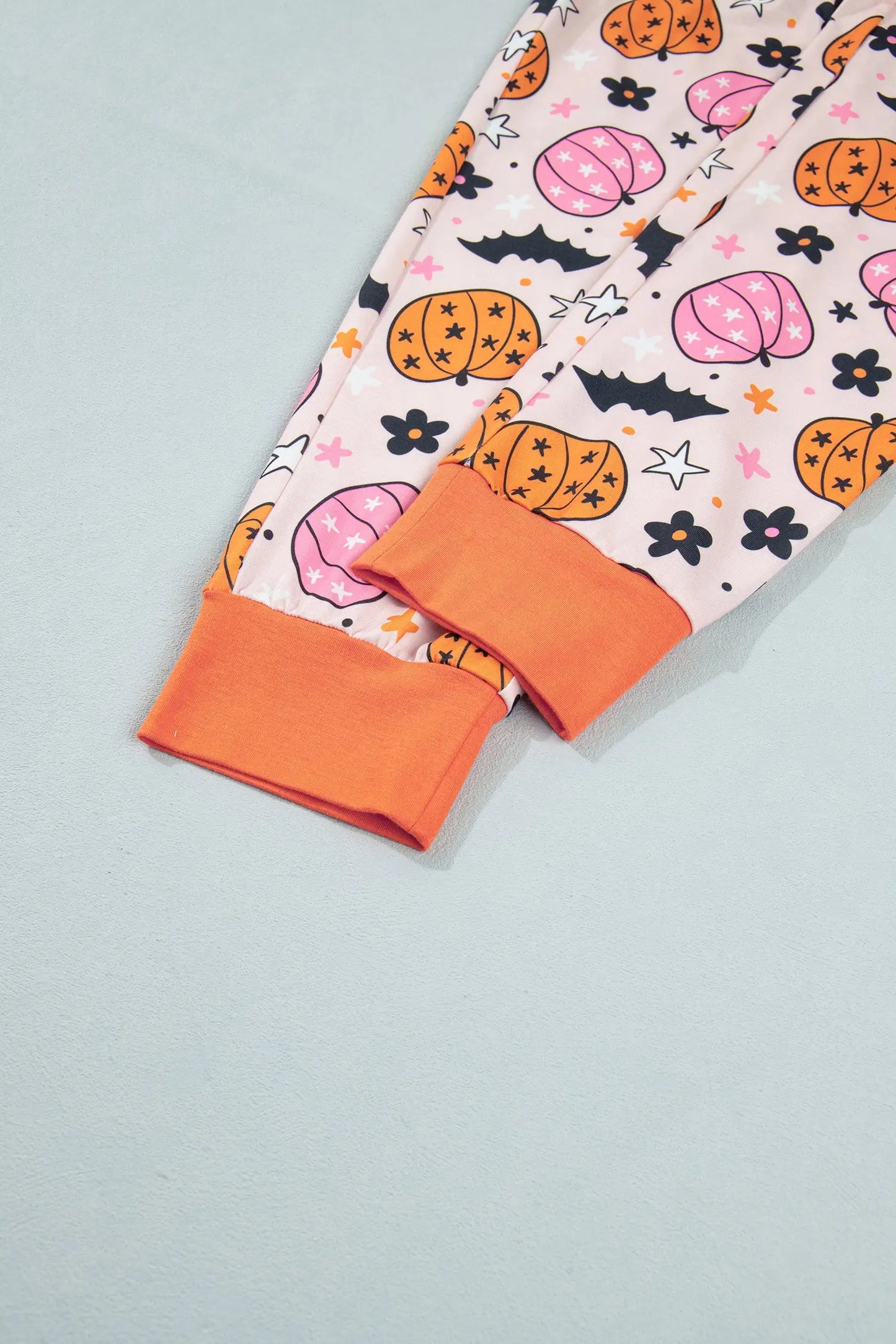 Pink Halloween Pumpkin Print Long Sleeve Home Wear Lounge Set