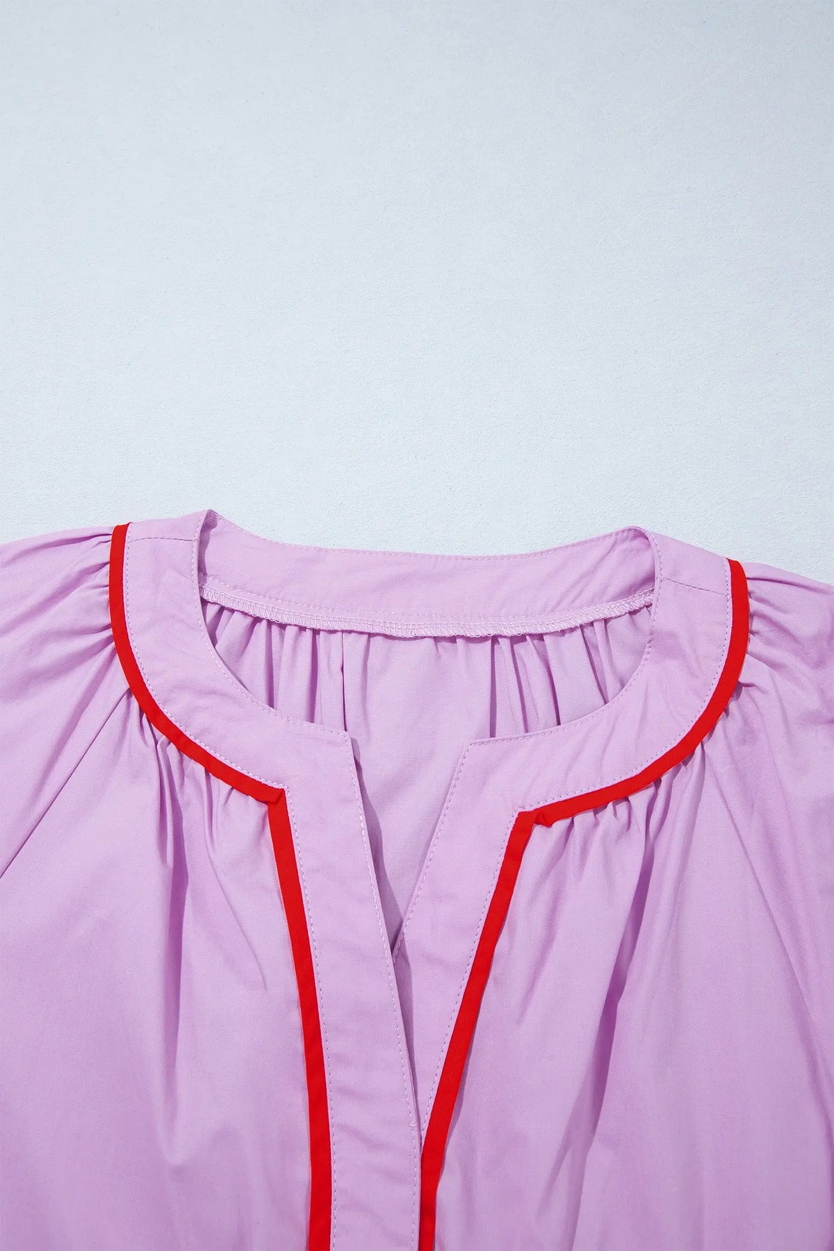 100% Cotton Orchid Bouquet Contrast Detail Long Sleeve Decorative Neckline Cotton Blouse