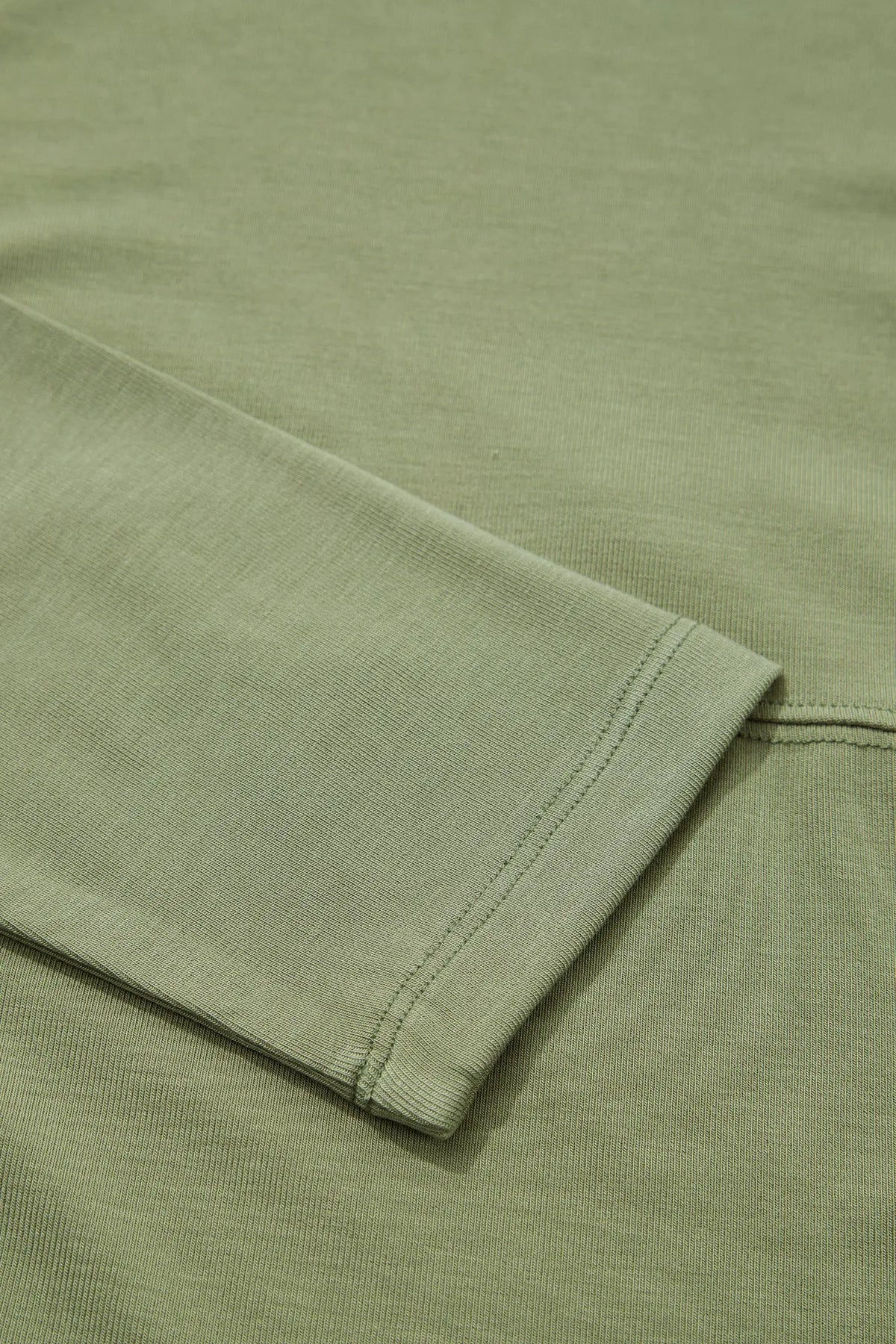 Guacamole Green Round Neck Paneling Long Sleeve Top