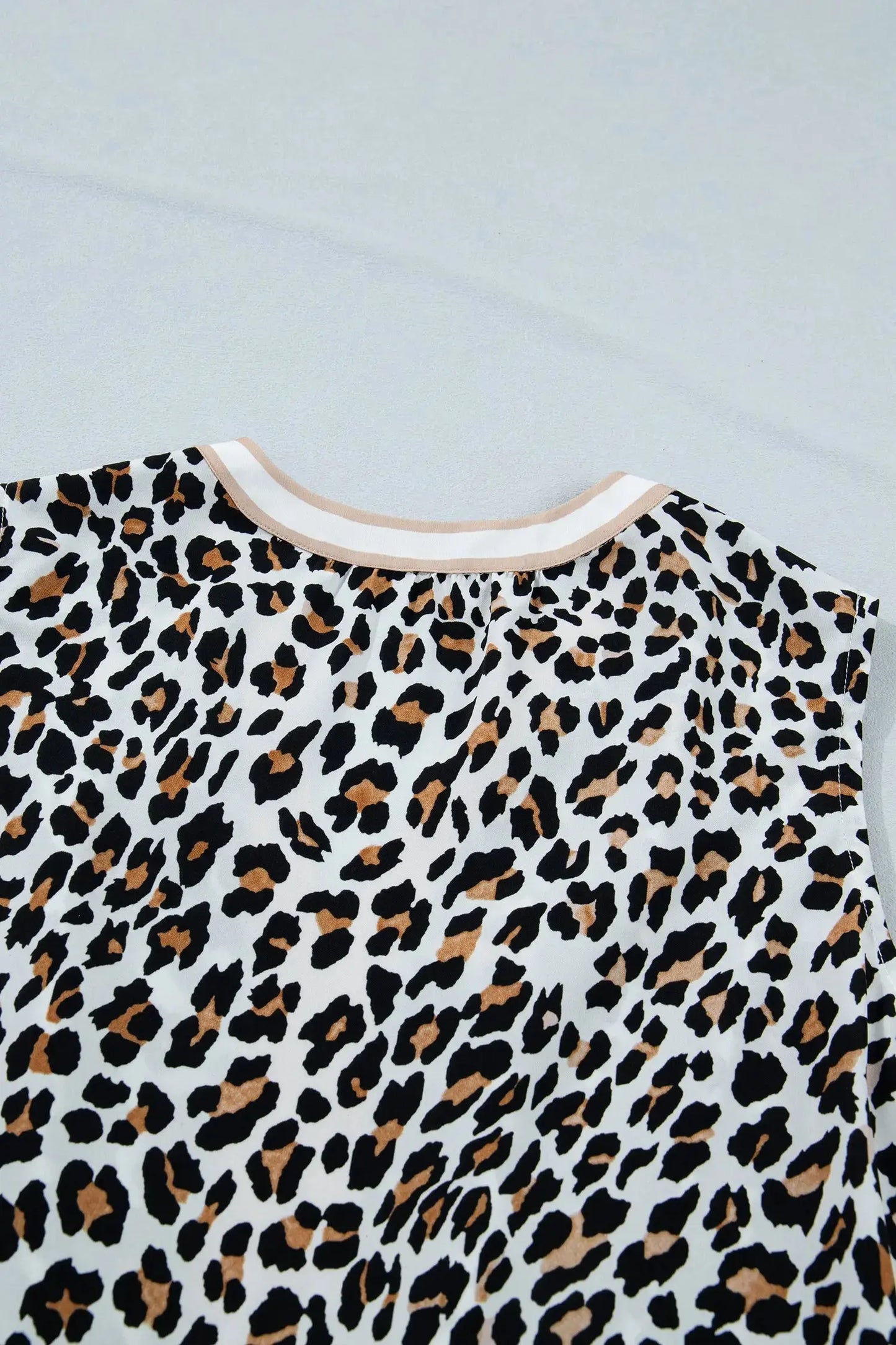 White Leopard Print Colorblock Trim Sleeveless Midi Dress Nataliz