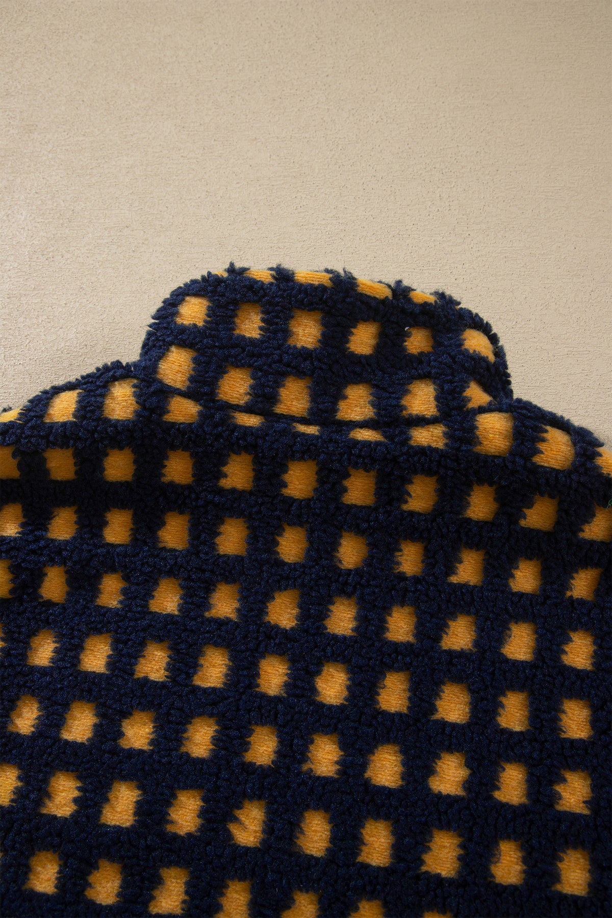 Blue Plaid Sherpa Fleece Zip Up Jacket