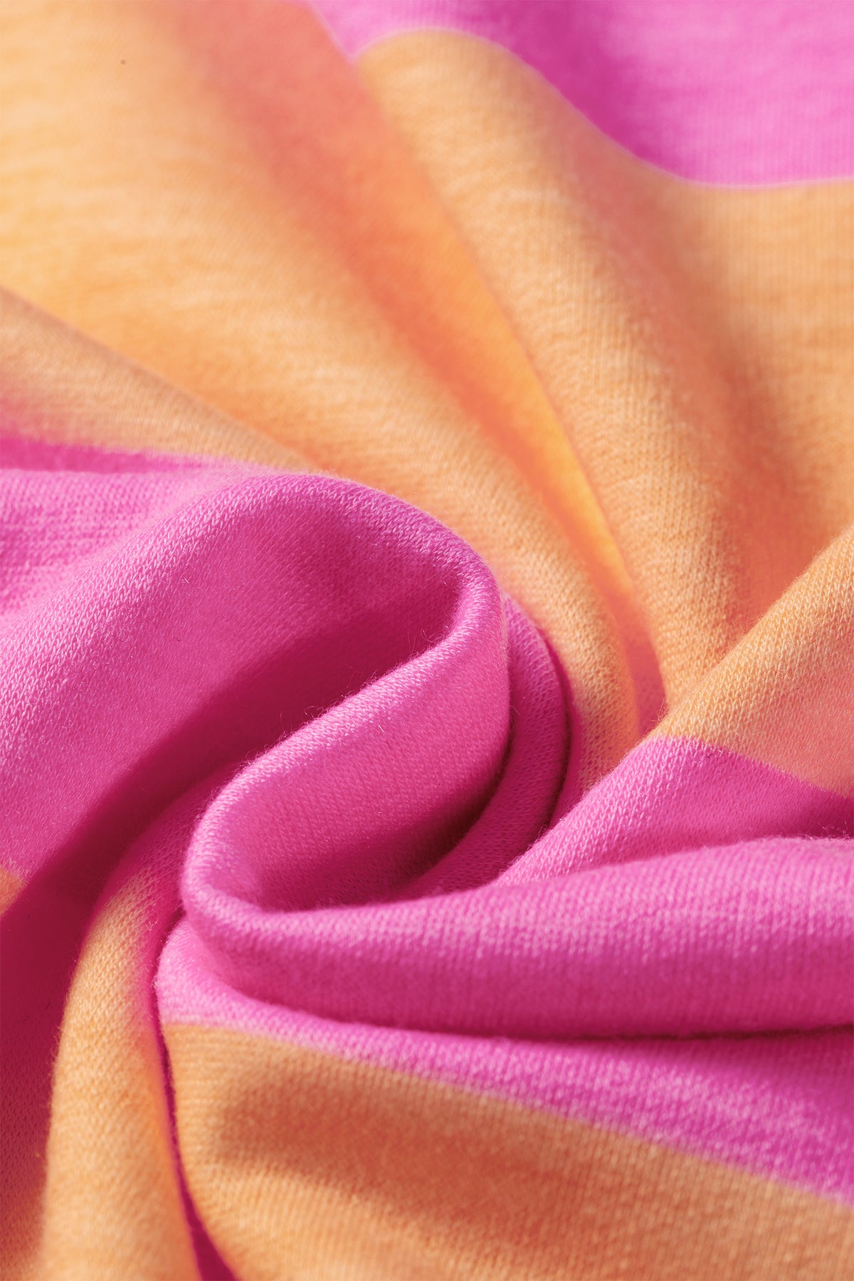 Pink stripe long sleeve top fabric detail view of pink and orange stripes