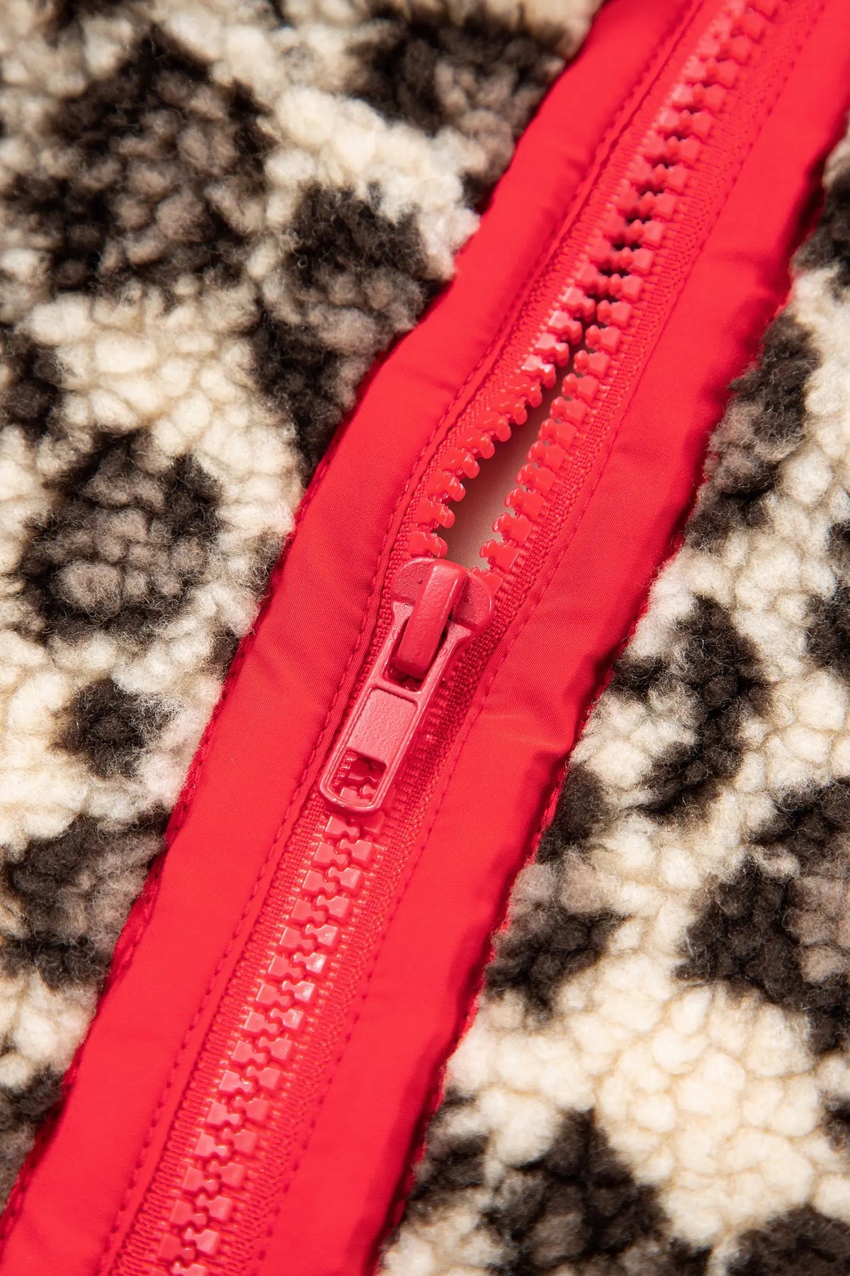 Brown Leopard Print Zip-Up Red Accents Pockets Sweatshirt