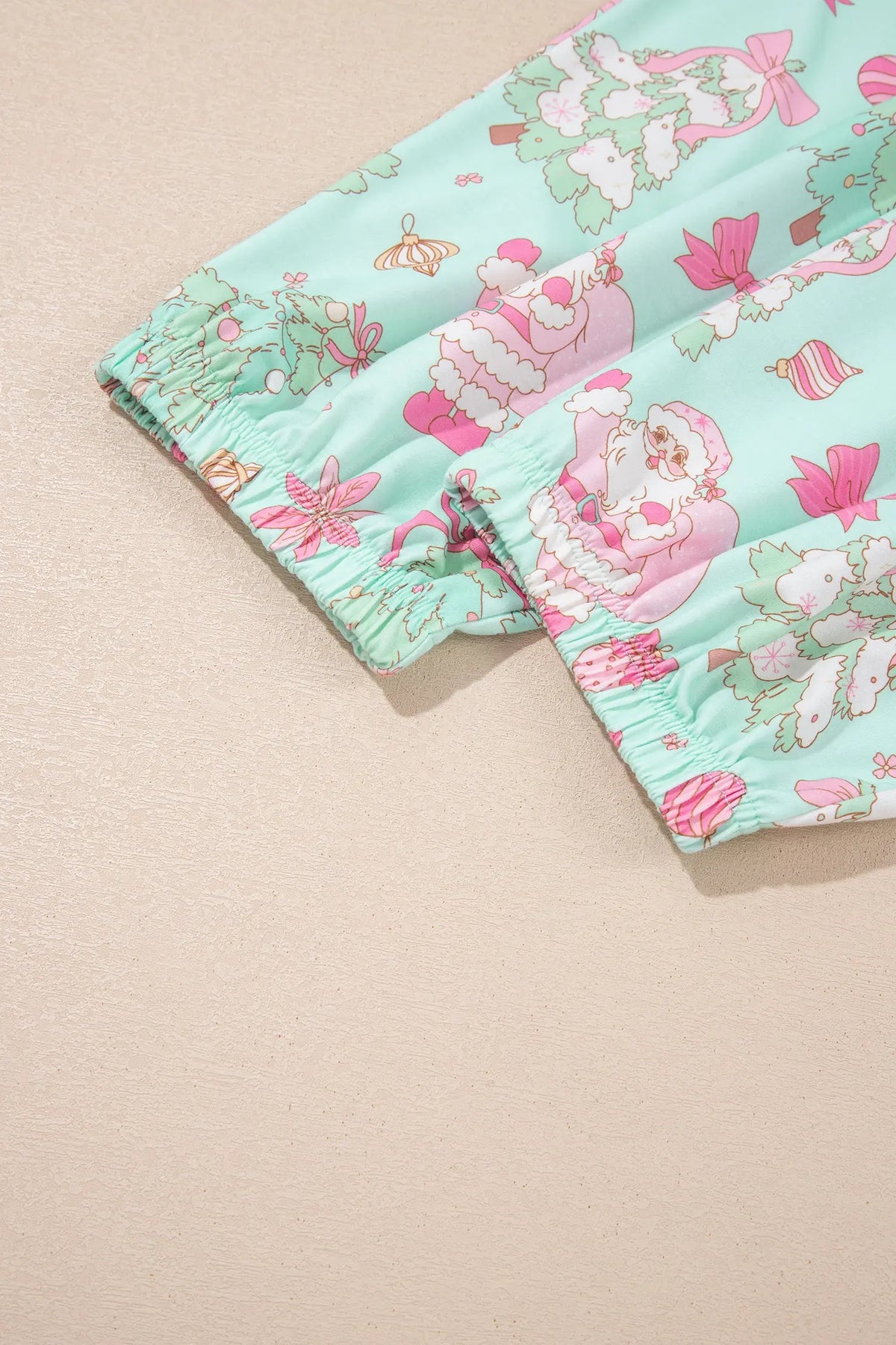Green Abstract Print Long Sleeve Two Piece Lounge Set