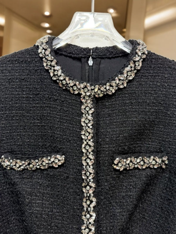 Black Embellished Tweed-Look Jacket & Maxi Skirt Set detail view · nz-bg-v1