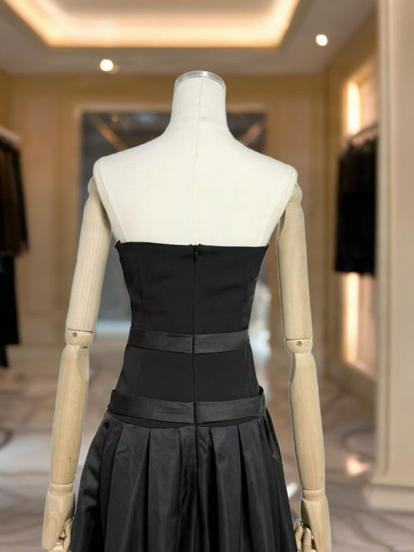 Strapless Bow-Trim Black Ball Gown Maxi Dress mannequin view · nz-bg-v1