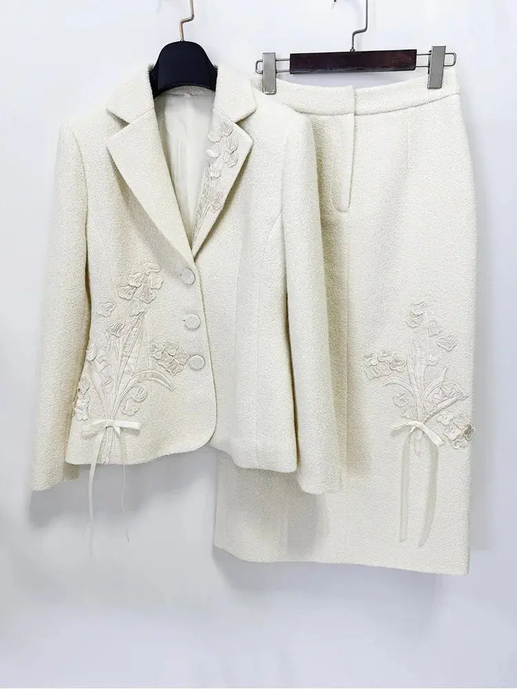 Ivory Two Piece Skirt Set hanging view · nz-alt-v1