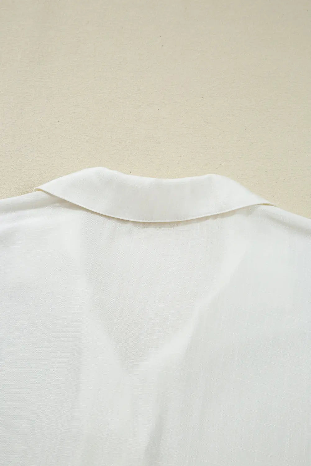 White Ruffle Elastic Cuffs Puffy Long Sleeve Button Down Shirt