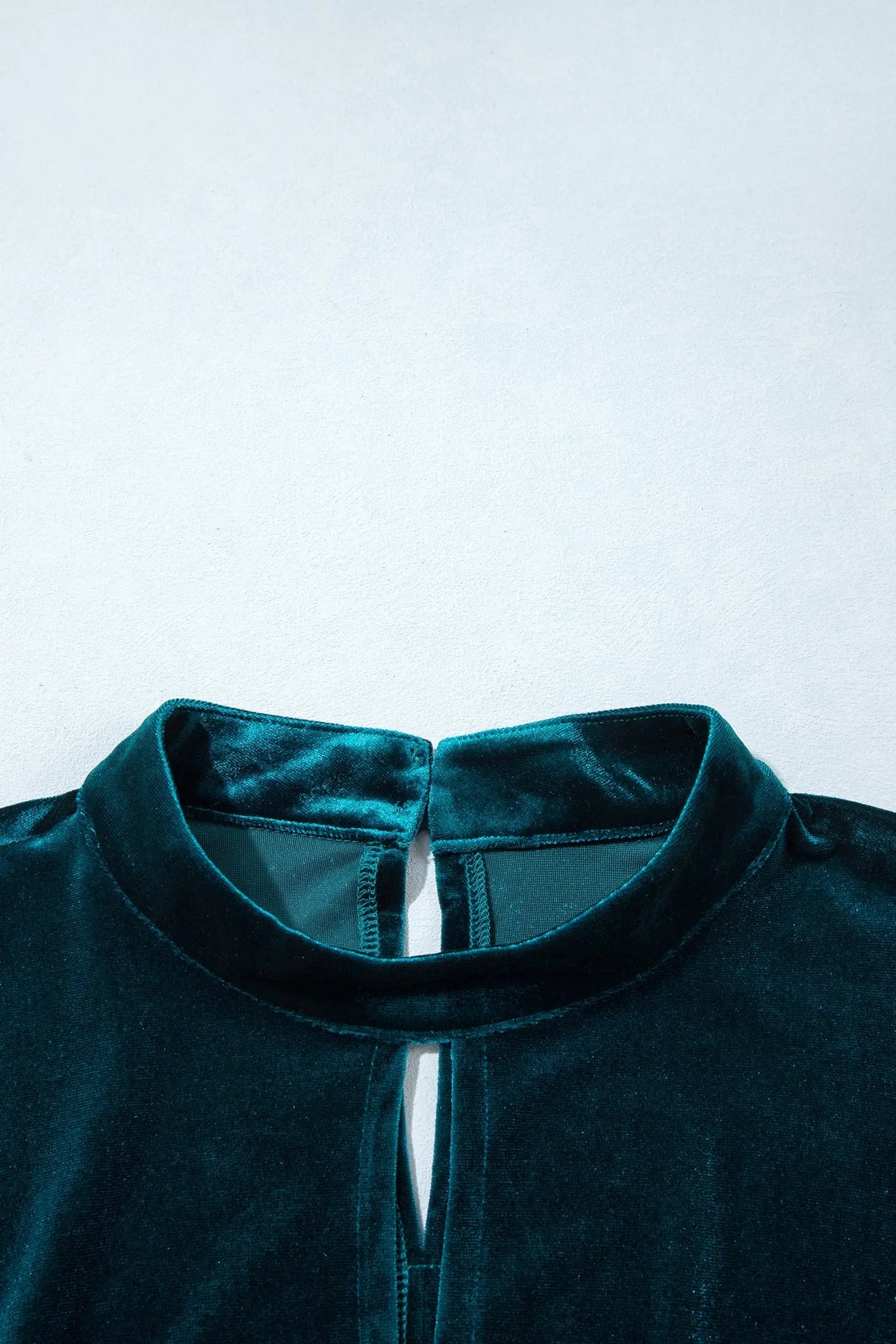 Skobeloff High Neck Keyhole Detail Long Sleeve Velvet Mini Dress