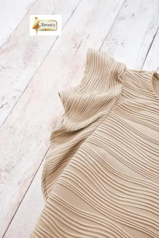 Casual Wavy Textured Ruffle Sleeve Top Nataliz