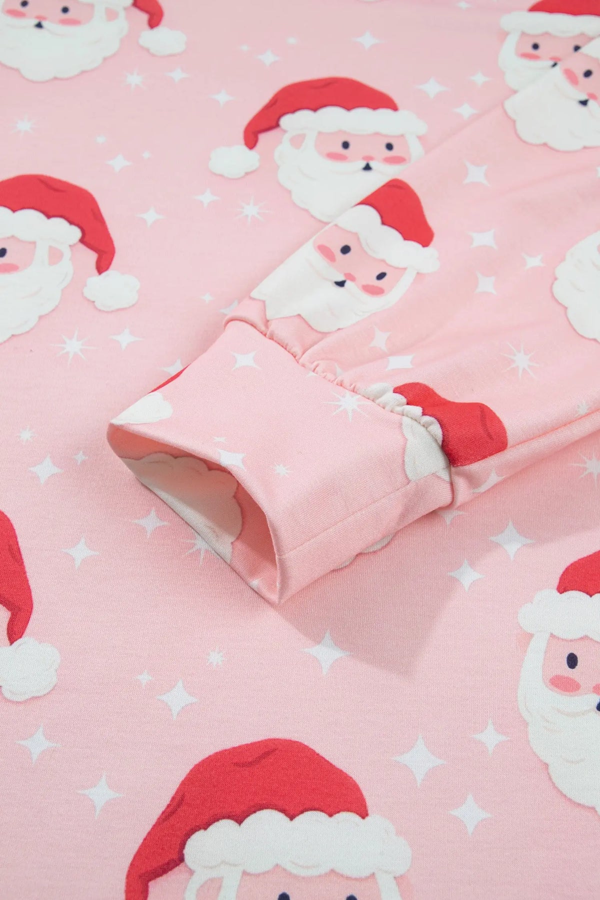 Pink Abstract Santa Pattern Long Sleeve Two Piece Shift Lounge Set