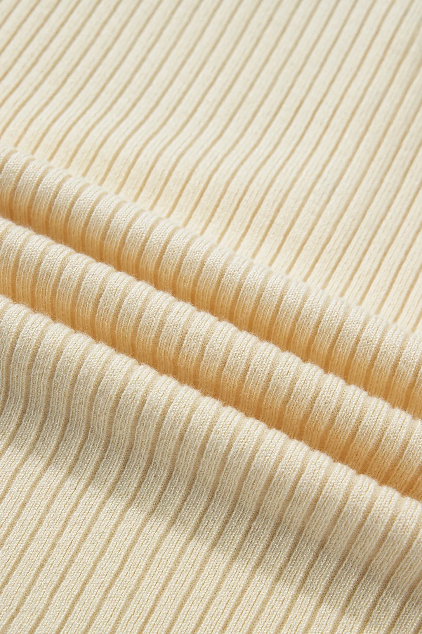 Apricot V Neck Ribbed Knit Striped Trim Short Sleeve Sweater Nataliz