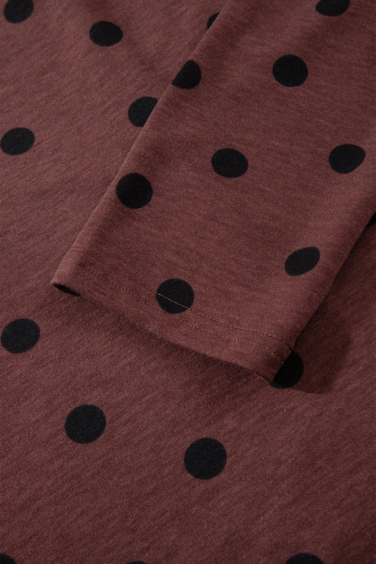 Brown Polka Dot Button Front Long Sleeve Casual Shirt