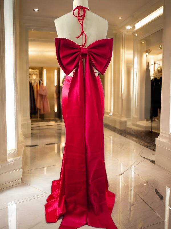 Red Halter Bow-Back Two-Piece Gown Set mannequin view · nz-bg-v1