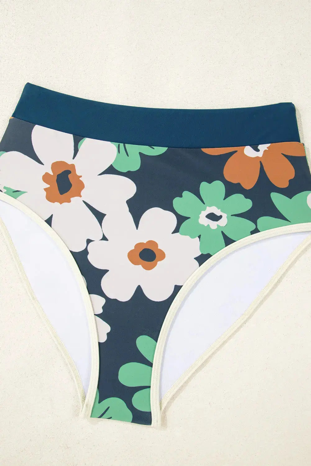 Blue Flower Zip up Racerback High Waisted Bikini Nataliz