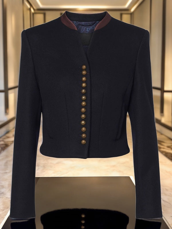 Cropped Military Jacket with Gold Buttons flat lay view · nz-bg-v1