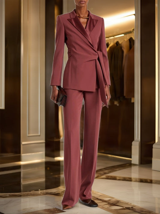 Wrap Blazer and Wide Leg Trouser Set model front view · nz-bg-v1