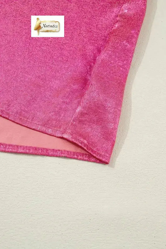 Myosotis Collared V Neck Half Sleeve Metallic Top Nataliz