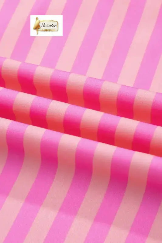 Pink Stripe Split Neck Ruffled Summer Blouse Nataliz