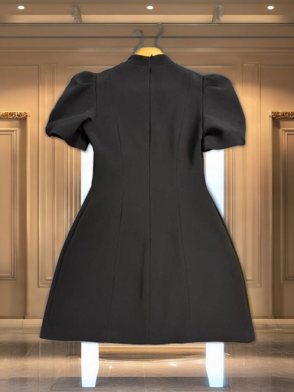 Beaded Daisy Bow-Neck Puff Sleeve Mini Dress mannequin view · nz-bg-v1
