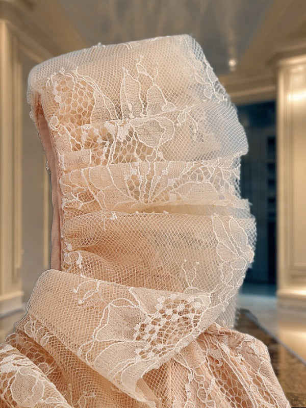 Blush Lace Ruffle Corset Mini Dress detail view · nz-bg-v1