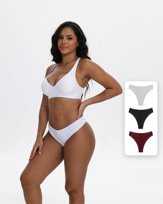 Tangas de algodón 95% para mujer, pack de 3, elásticos