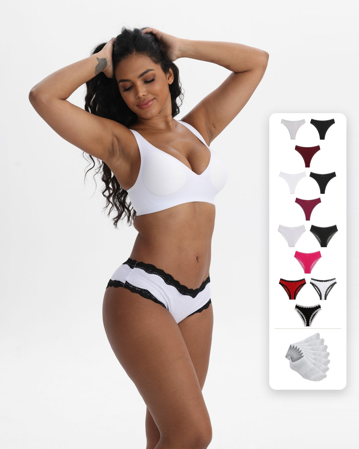 Stock-Up Bundle: 12 Women's 95% Cotton Panties + 7 Pairs Cotton Socks
