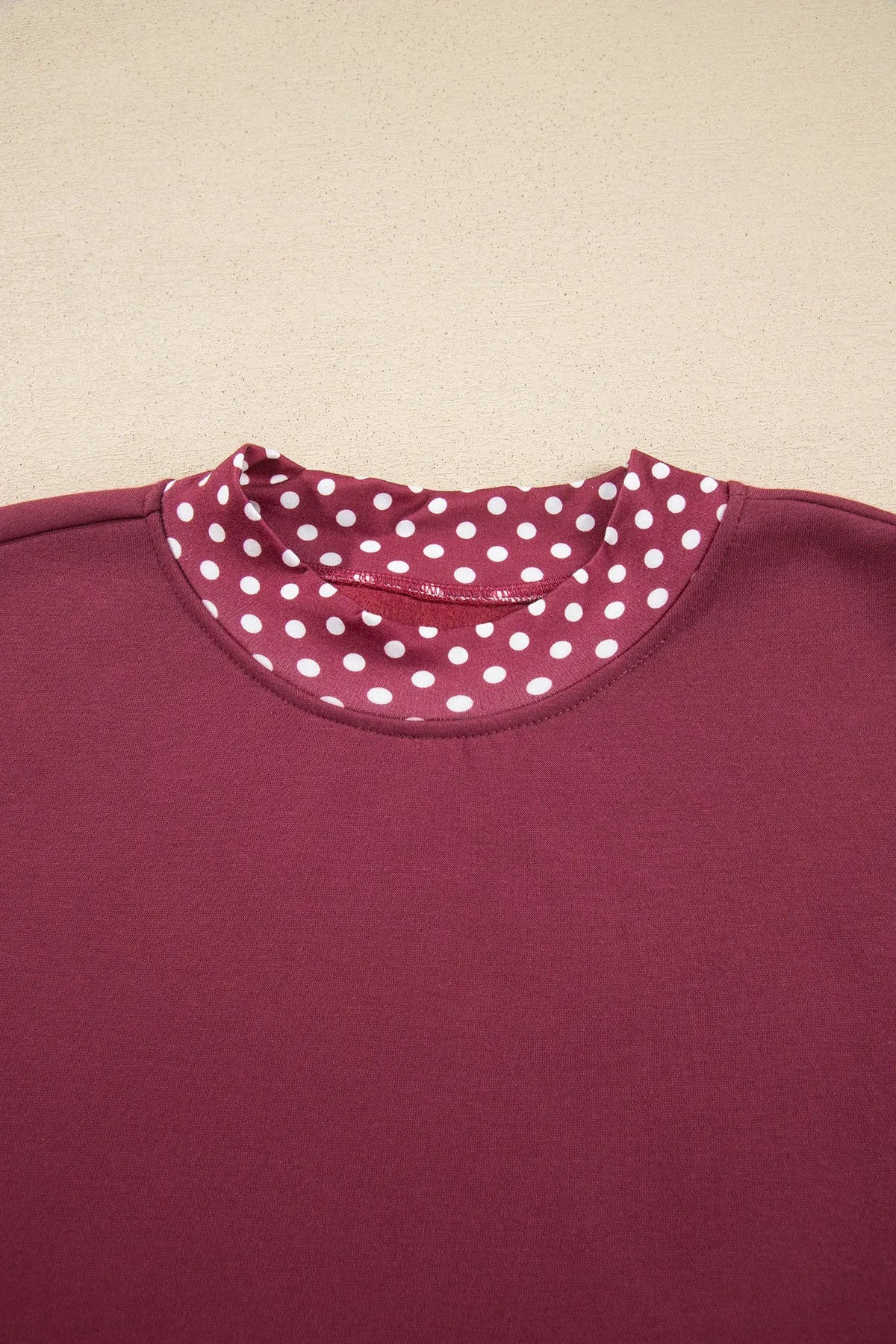 Tillandsia Purple Colorblock Polka Dot Contrast Trim Oversized Sweatshirt
