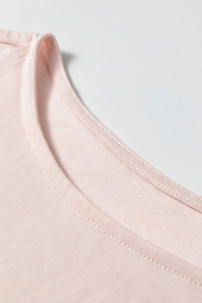 Gossamer Pink Long Sleeve Ruffle Cuff Casual Elegant Top