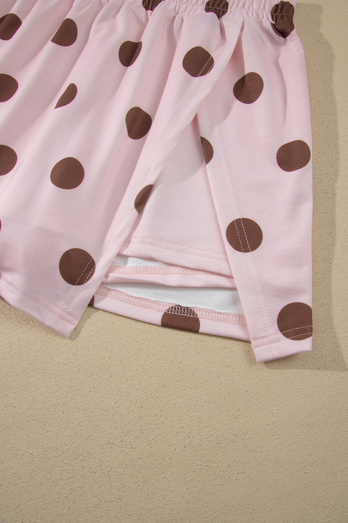 Polka Dot Long Sleeve Top Split Skort Casual 2pcs Set