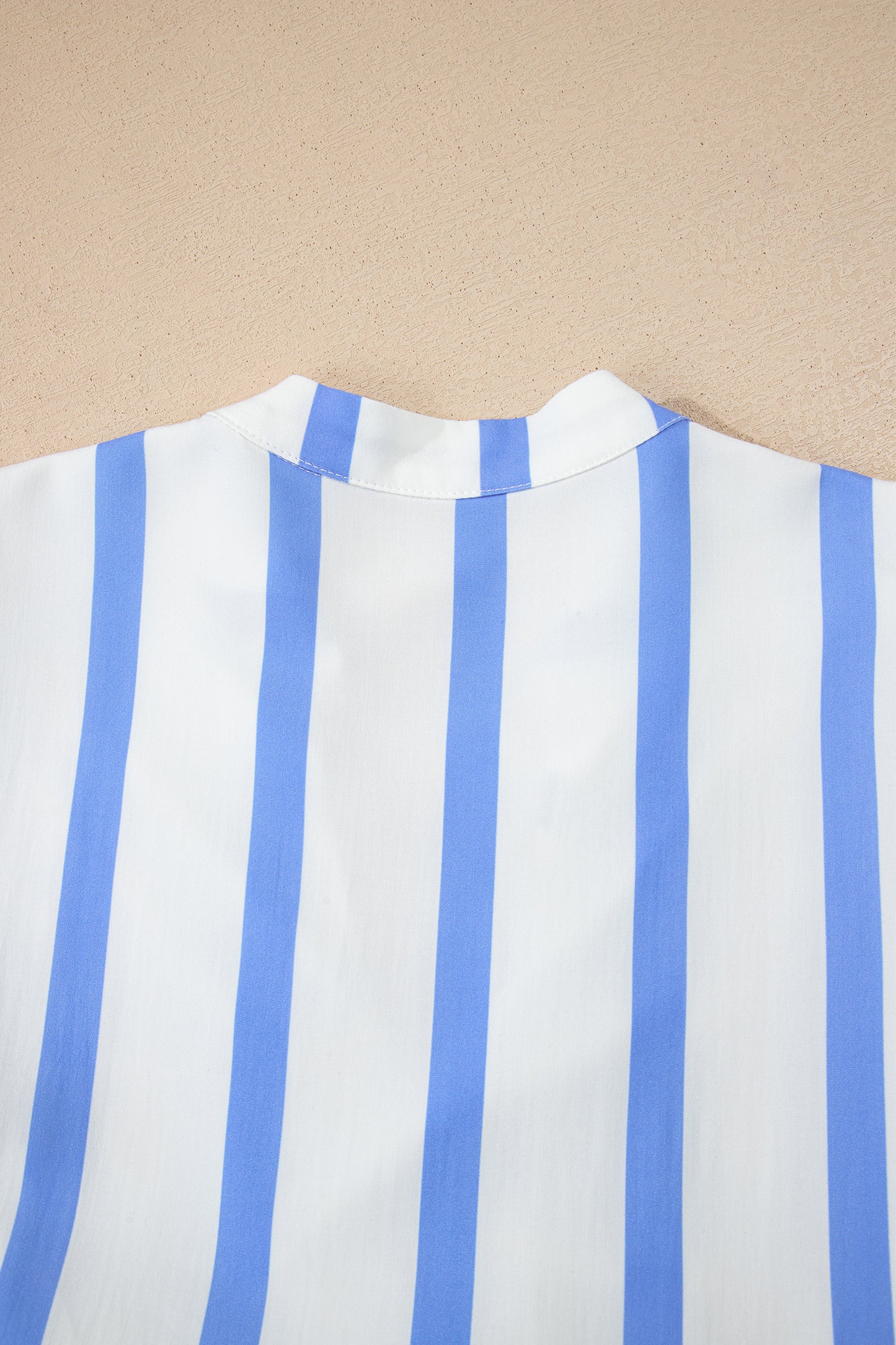Green Stripe Ricrac Trim Notched Neck Half Sleeve Vacation Dress