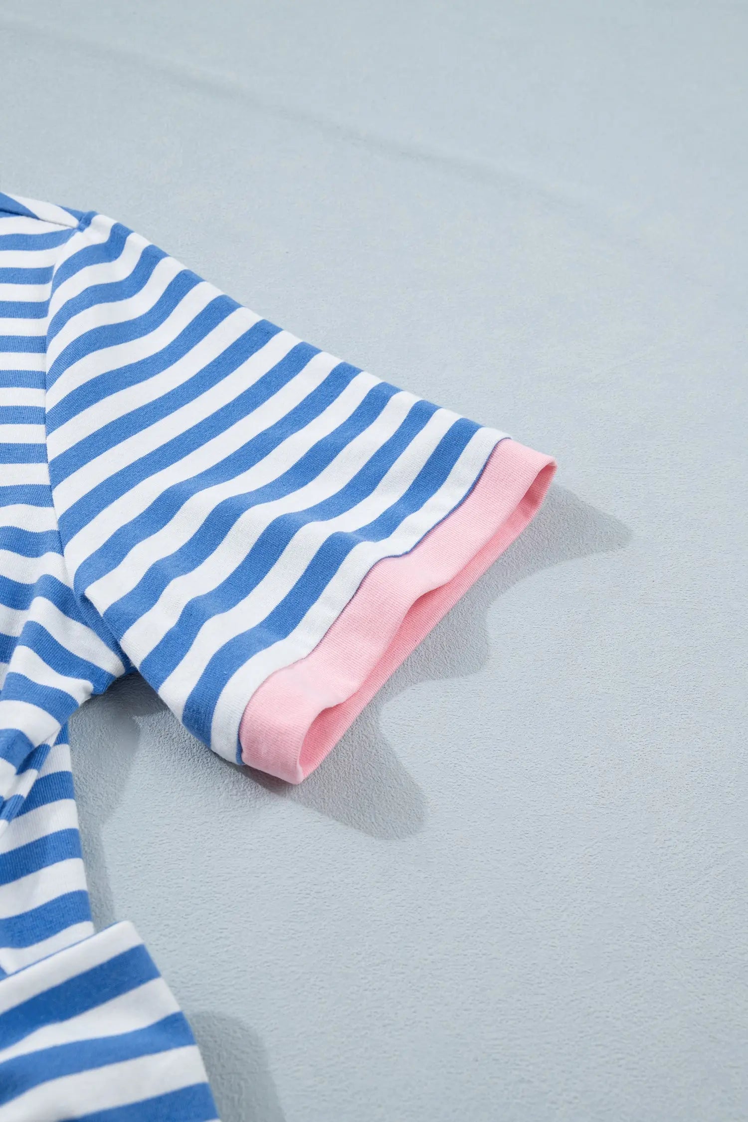 Sky Blue Stripe Nautical Tie Contrast Trim Round Neck T Shirt Mini Dress Nataliz