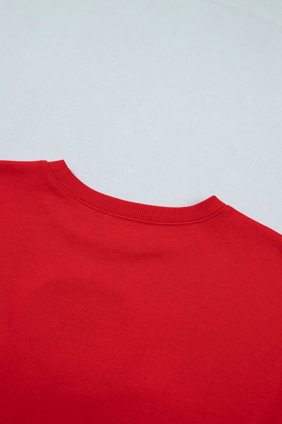 Fiery Red Christmas Embroidered Long Sleeve Casual Round Neck Loose Fit Sweatshirt