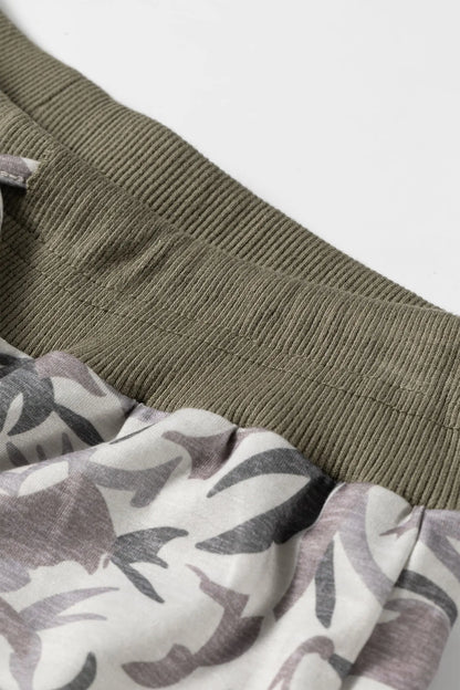 Multicolour Drawstring Contrast Waistband Camouflage Cargo Barrel Pants