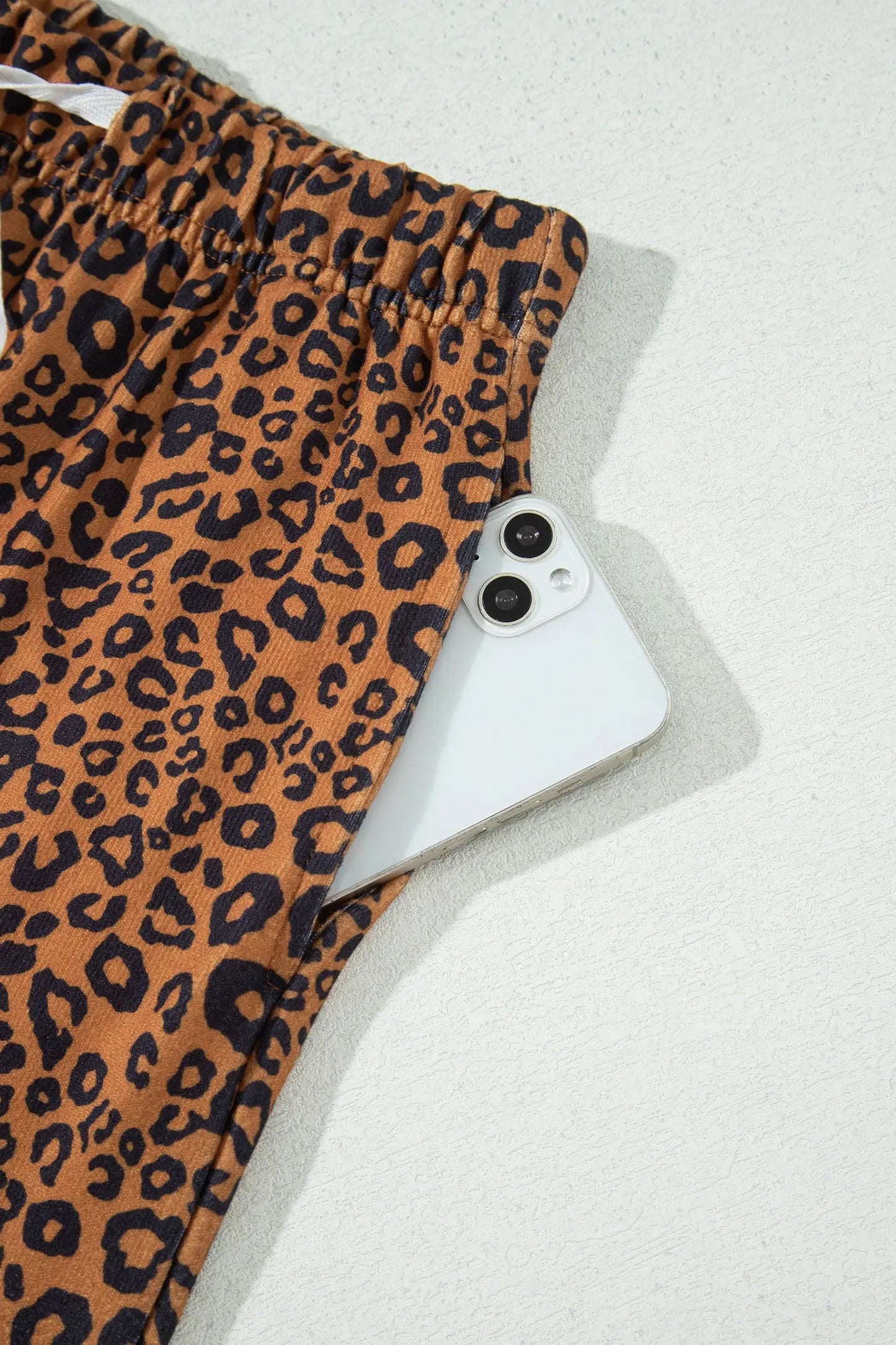 Brown Leopard Print Long Sleeve Top Relaxed Pant Set