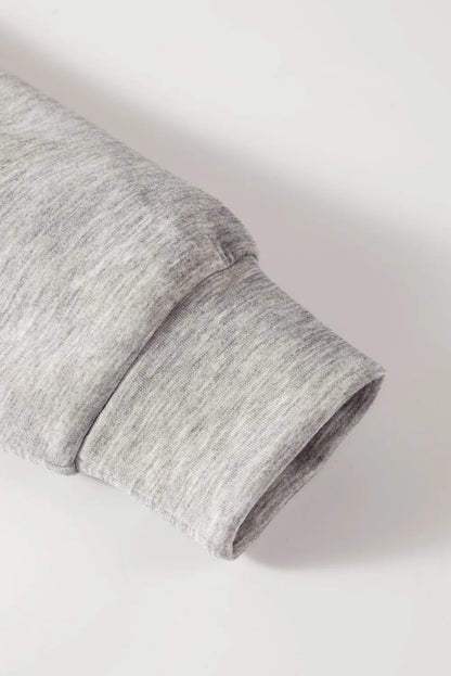 Light Grey Solid Zip Sailor Collar Pullover Athleisure Sweatpants 2pcs Set