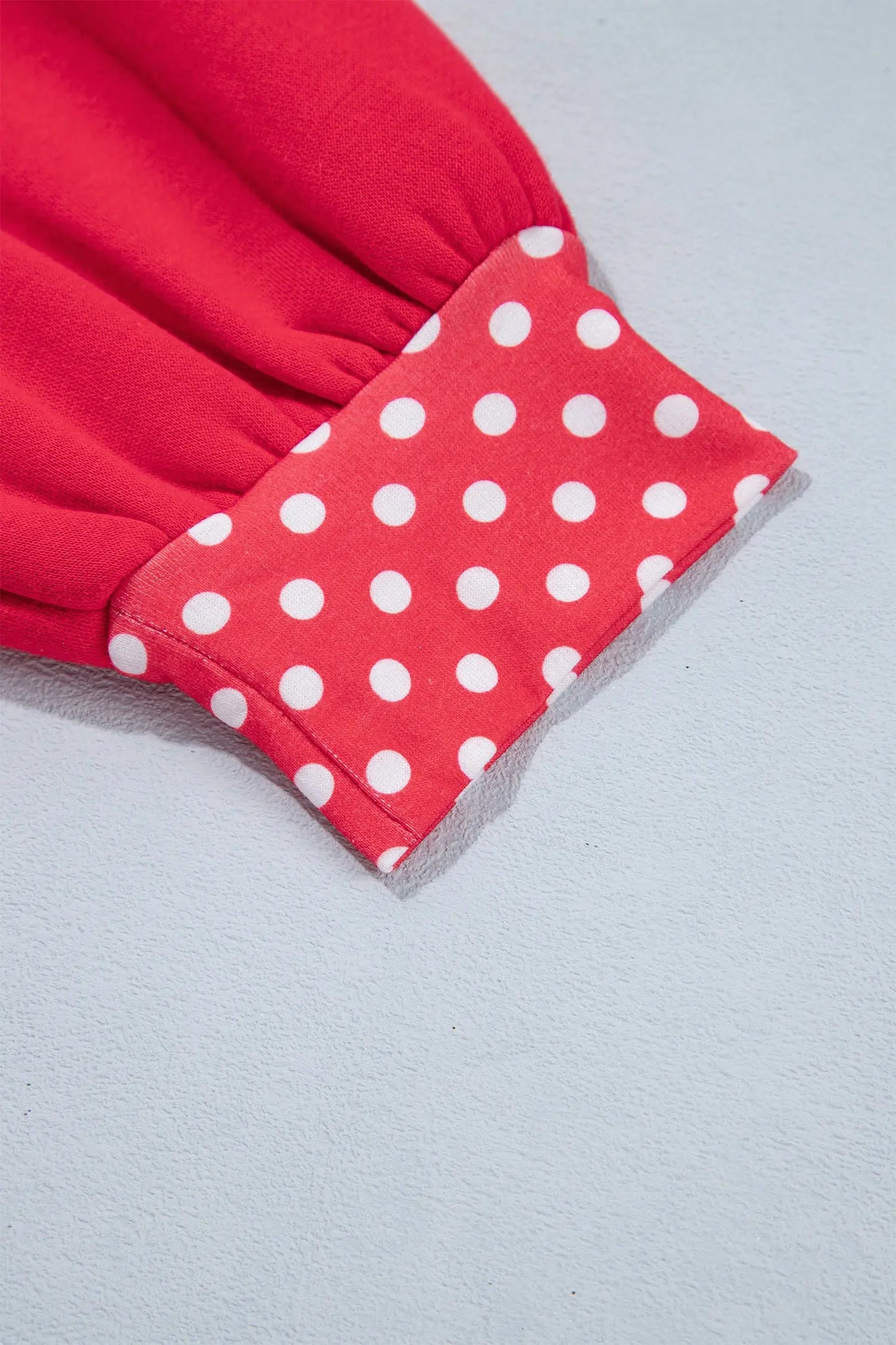 Pink Colorblock Polka Dot Contrast Trim Oversized Sweatshirt
