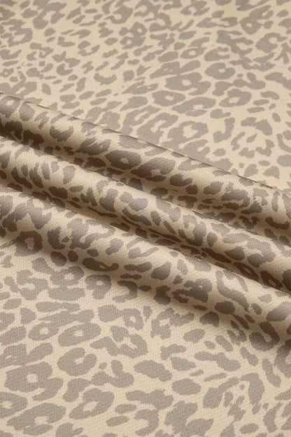 Khaki Leopard Star Print Long Sleeve Loose Casual Two Piece Pants Set