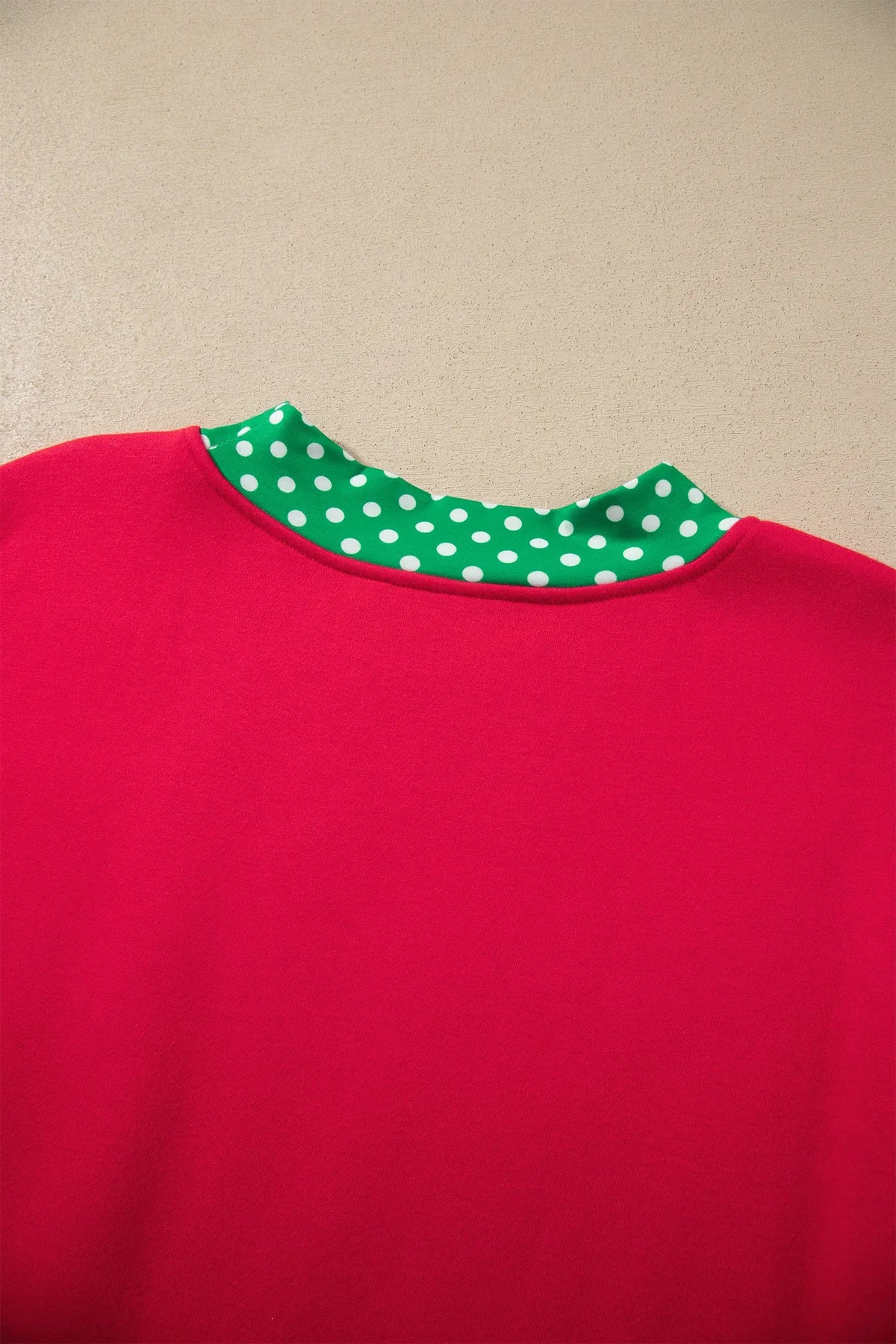 Pink Colorblock Polka Dot Contrast Trim Oversized Sweatshirt