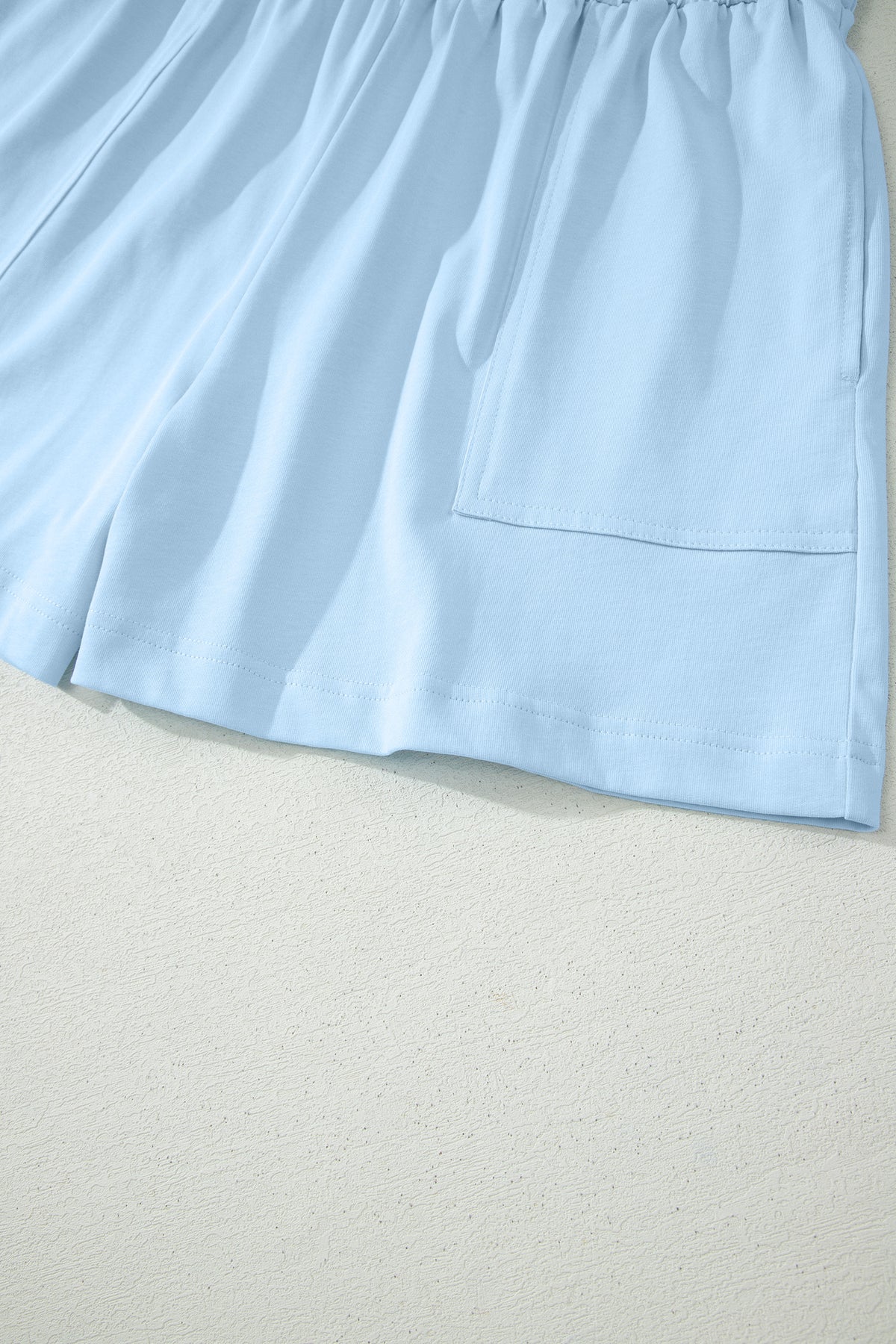Cotton Stitched Detail Loose Tank Top 2pcs Short Set
