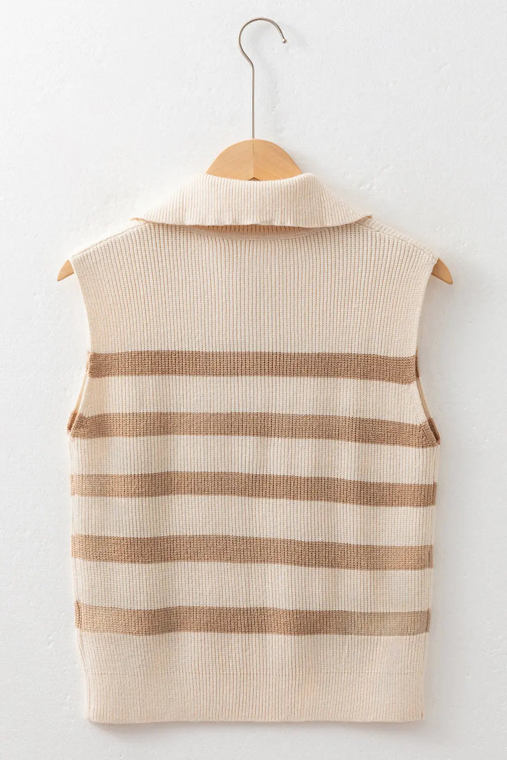 Chicory Coffee Ribbed Half Zip Collared Sweater Vest