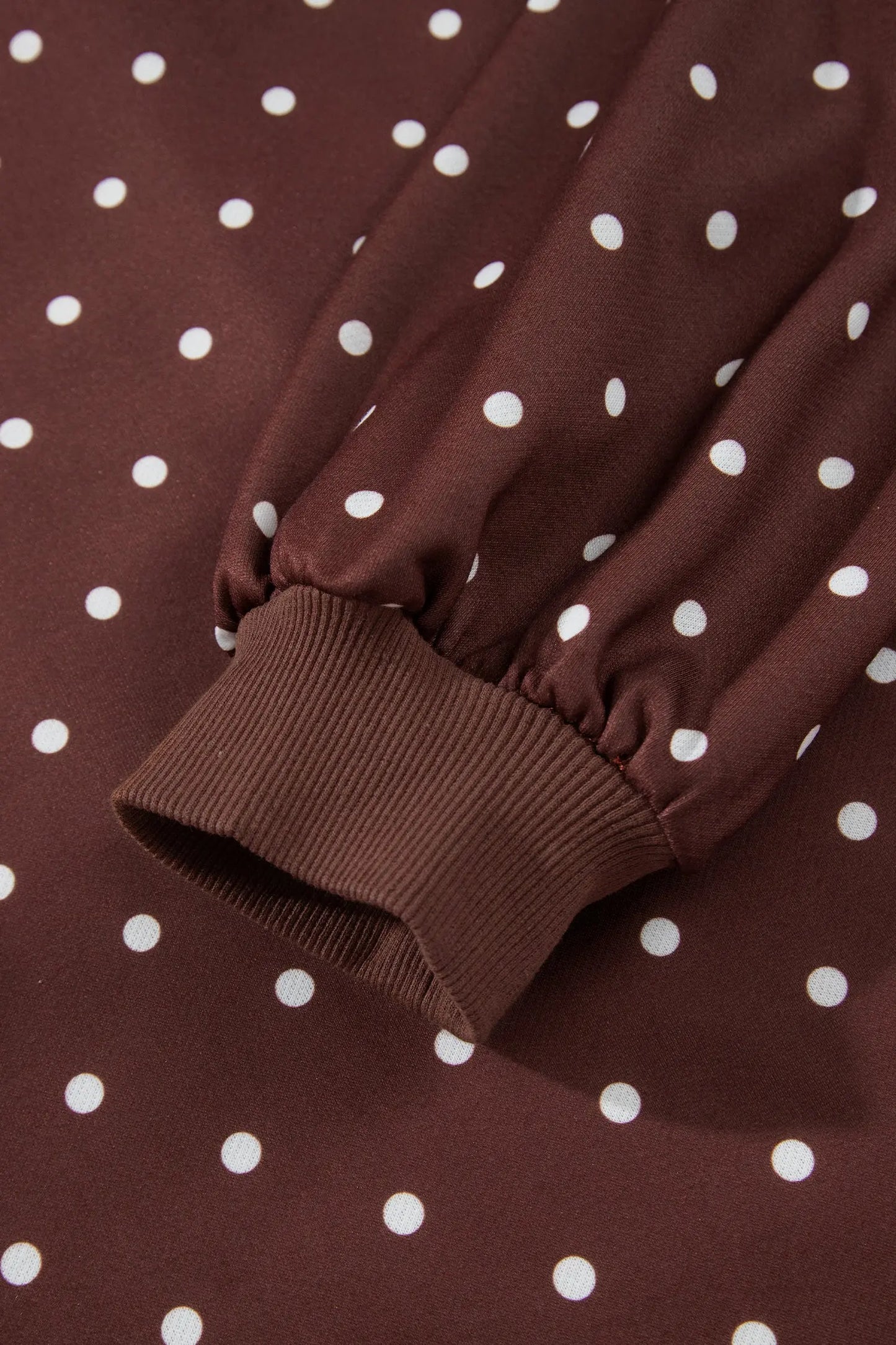 Pink Polka Dot Print Metal Button Collar Casual Pullover Sweatshirt