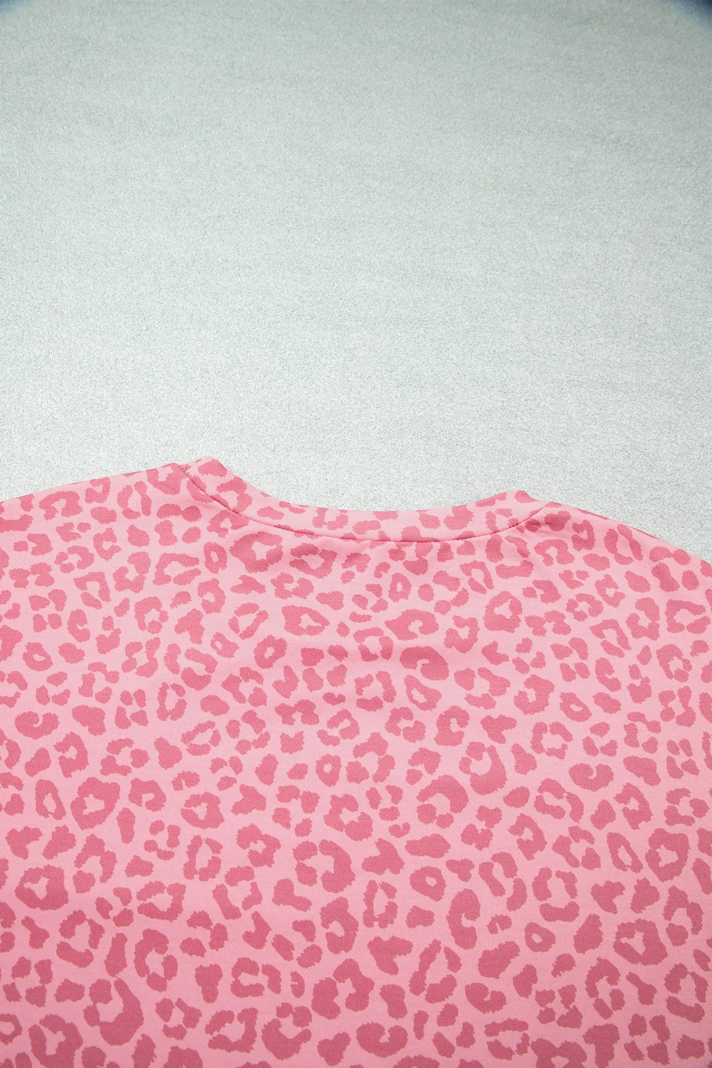Apricot Leopard Print Varsity Striped Detail 3/4 Sleeve Top Shift Pant Set