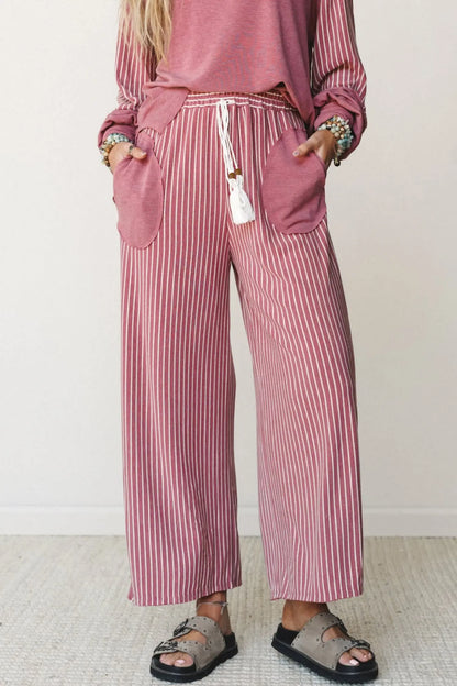 Green Bay Raw Seam Patchwork Long Sleeve Top Pocket Casual Pants 2pcs Set