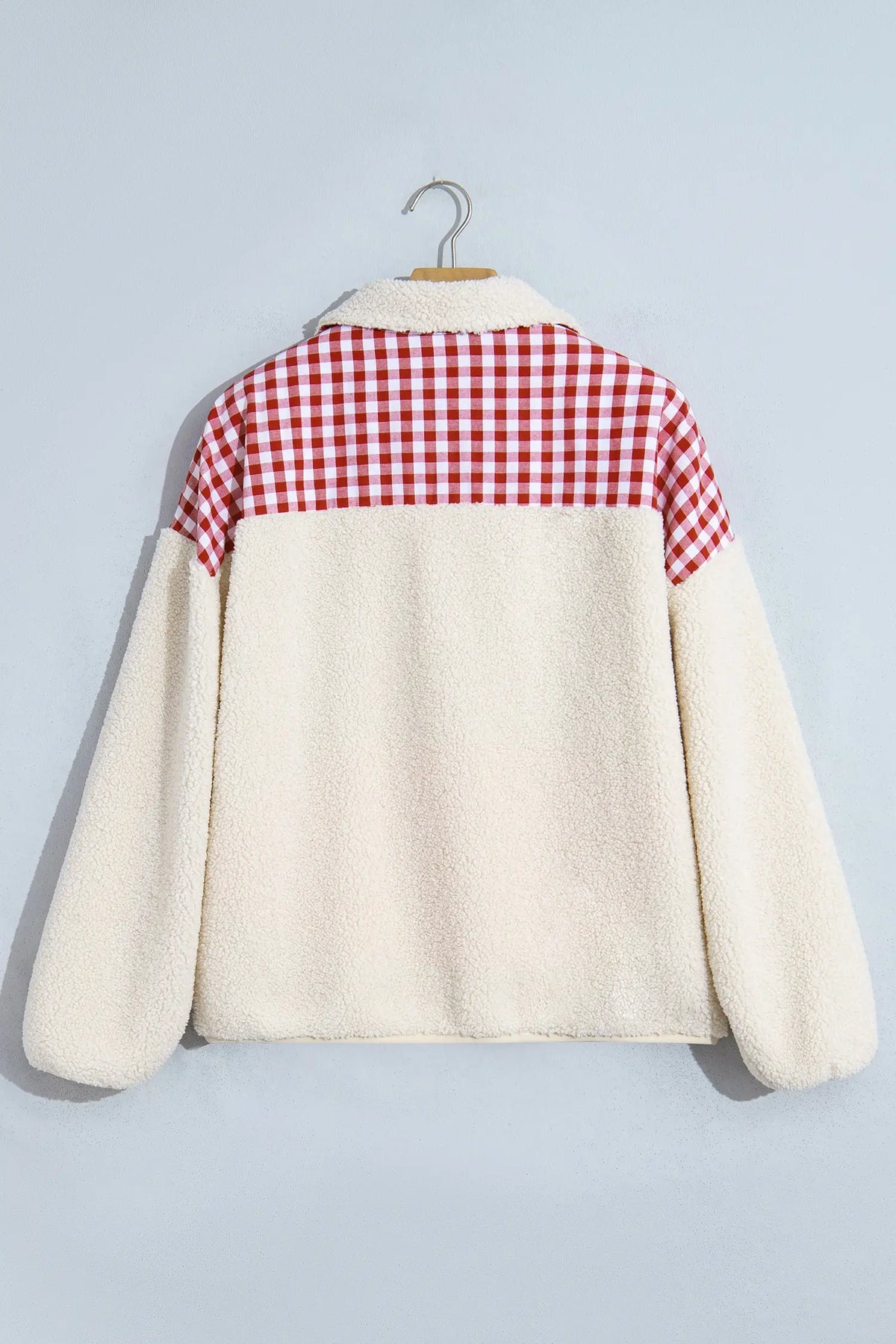 White Plush Plaid Patchwork Merry Christmas Baggy Sweatshirt