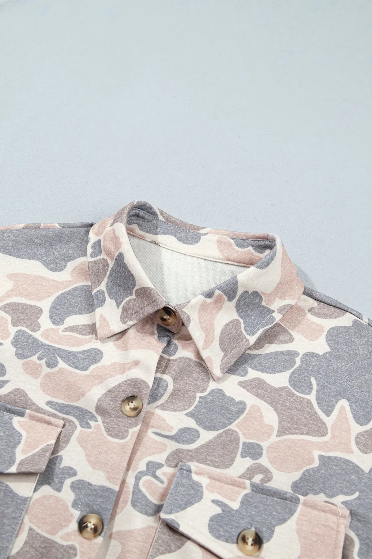 Multicolour Casual Camouflage Button Down Tunic Shacket