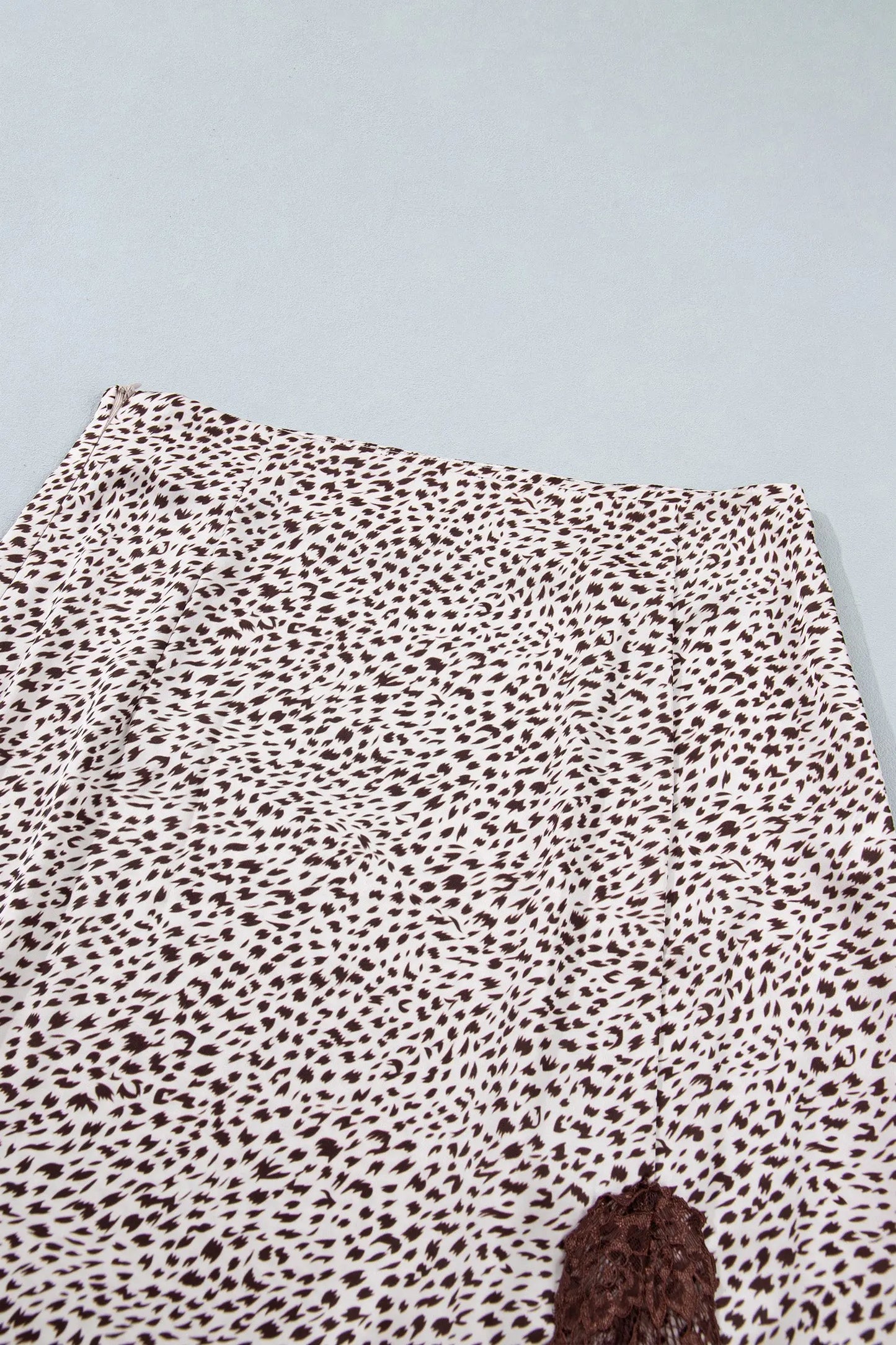 Brown Cheetah Print Trim Split Long Western Skirt