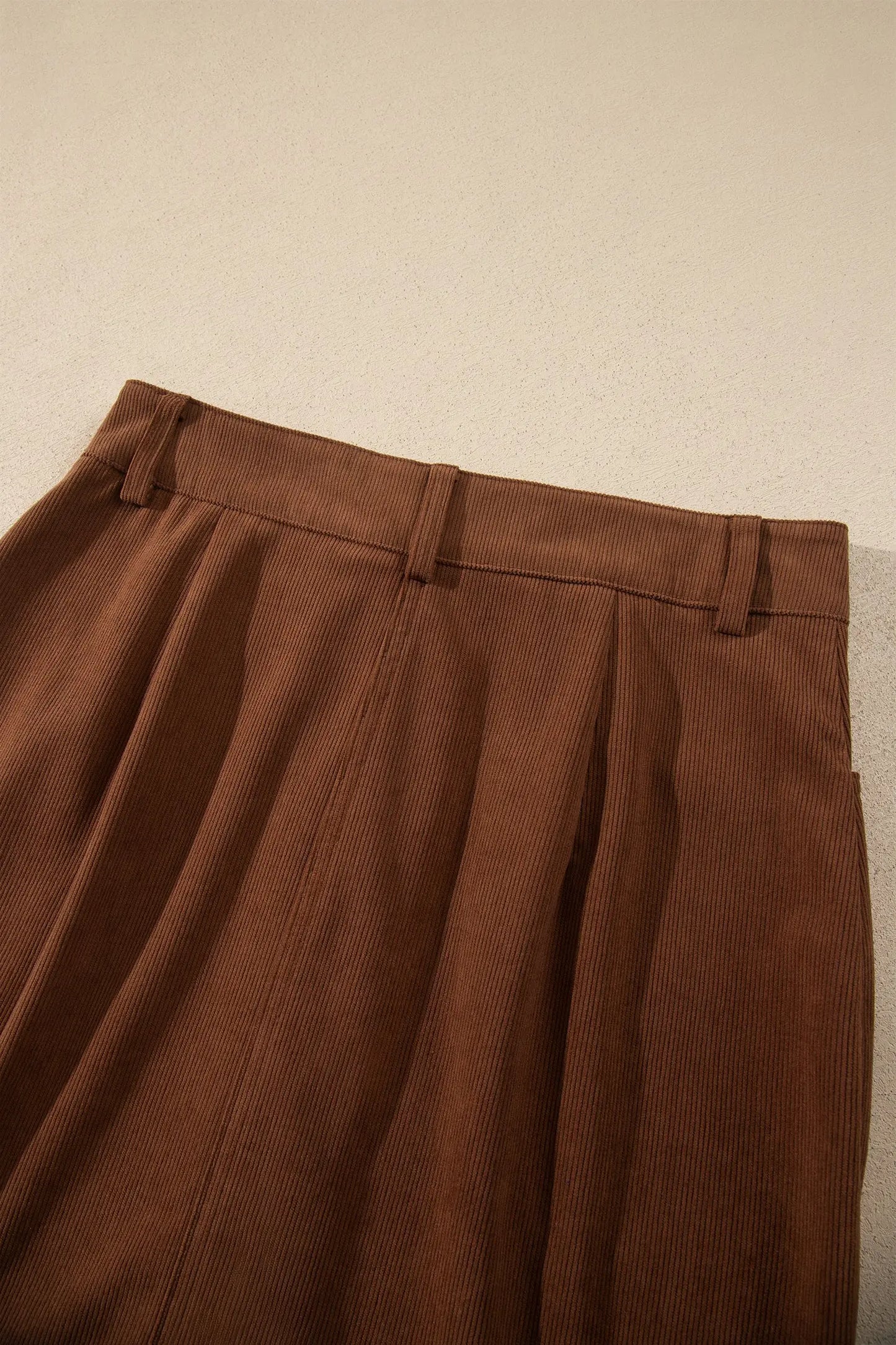 Coffee Button Front Corduroy Mini Pockets Sheath Silhouette Skirt